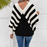 Flattering V-neck Stripe Knitwear